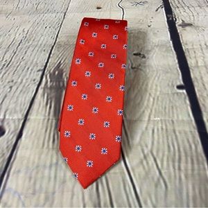 4/$25 Rooster red silk tie blue dot